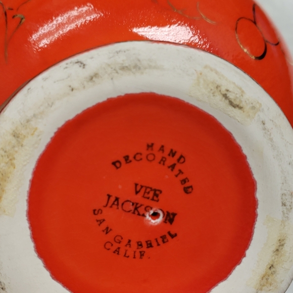 Orange pedestal bowl - Picture 3 of 8